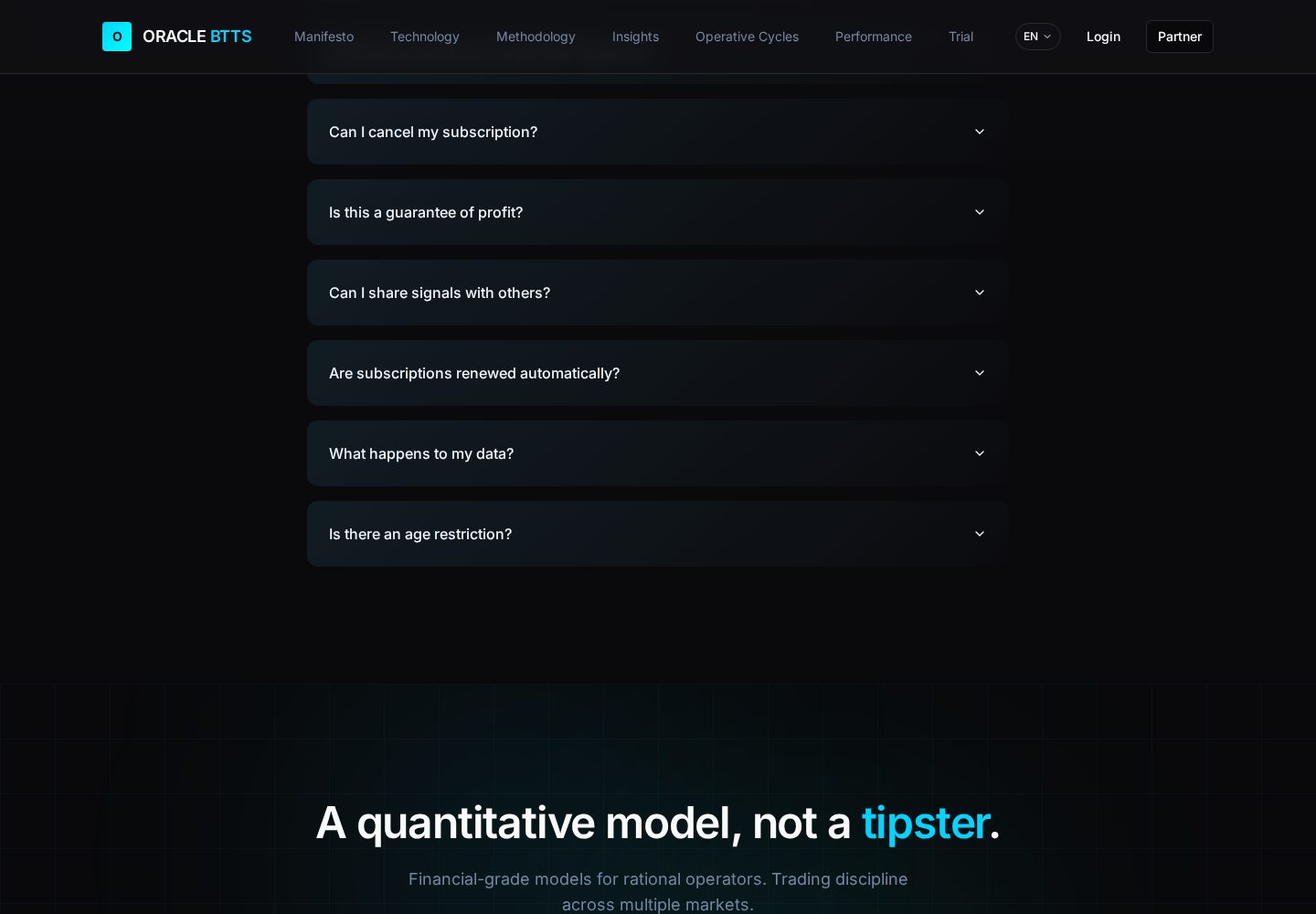 FAQ and closing statement: a quantitative model, not a tipster
