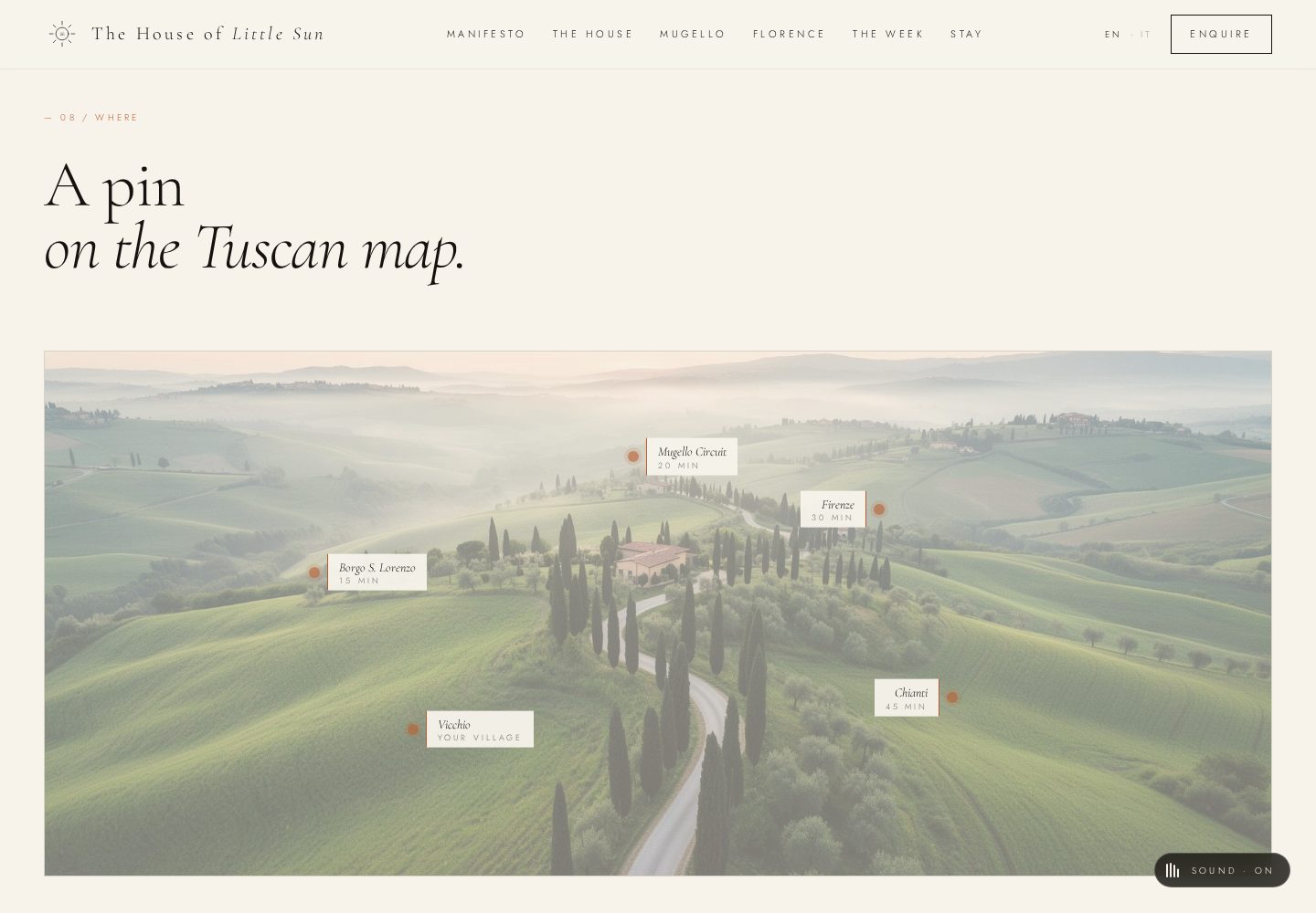 Where it is: a Tuscan map with distances to Vicchio, Florence and Chianti